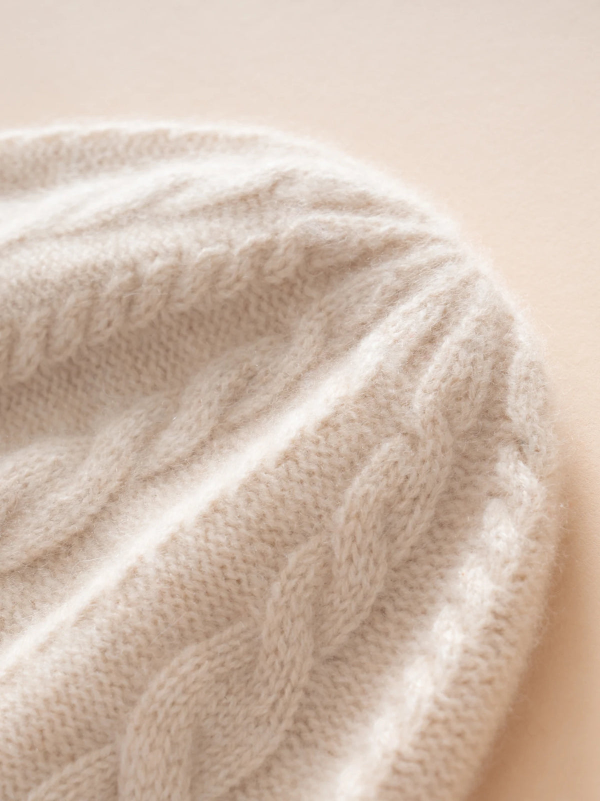 Gorro de punto trenzado 100% cachemira pura para mujer y hombre, suave y cálido para invierno, gorro clásico con puño acanalado, gorro unisex con puño plegado clásico