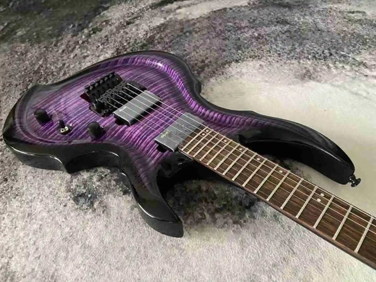 Guitarra Eléctrica de 6 Cuerdas con Diseño de Rayas de Tigre Morado y Diapasón de Palisandro en Oferta