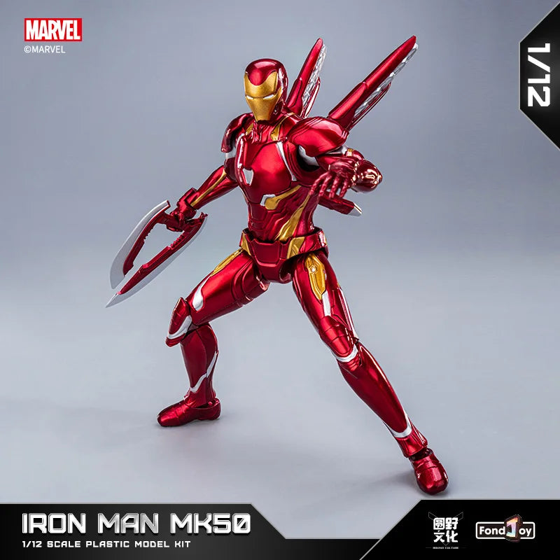 Figura de Acción Articulada de Iron Man Mk50 de Marvel, Escala 1:12, Kit de Modelo de Plástico, Coleccionable de los Vengadores