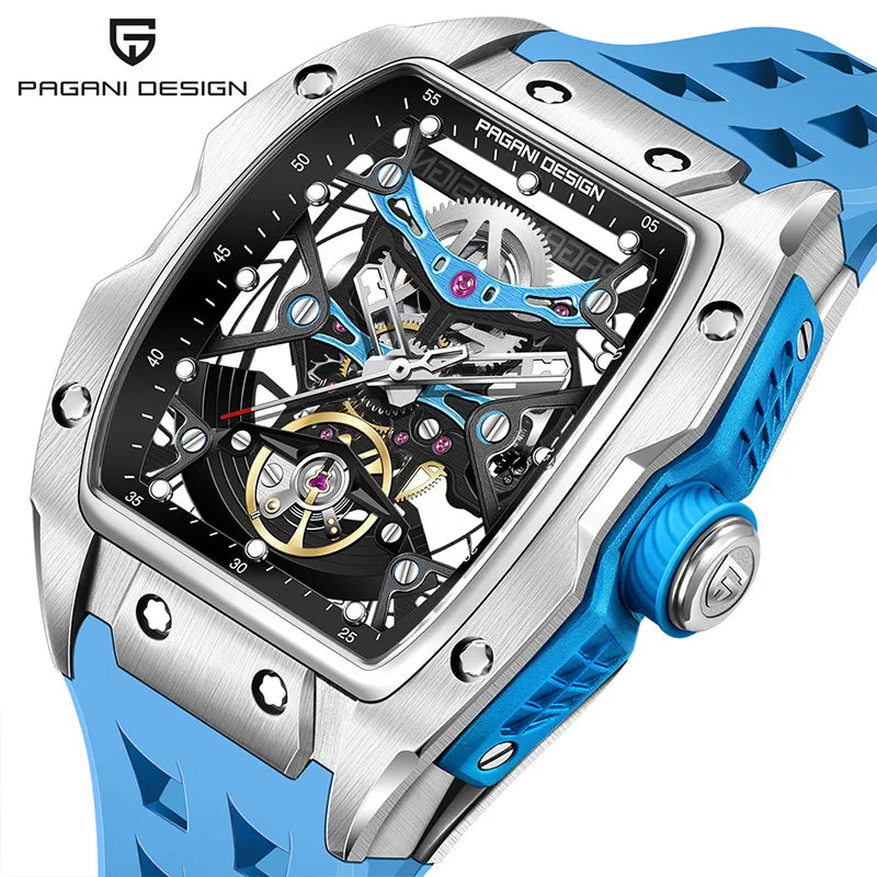 Reloj mecánico para hombre PAGANI DESIGN de 42 mm con esfera esqueletada, reloj automático de lujo con cristal de zafiro y resistente al agua hasta 50 m para hombre