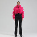GSOU SNOW Trajes de esquí para mujer Traje de nieve de una pieza Snowboard Piel sintética Mono delgado Aislamiento general A prueba de viento Invierno al aire libre