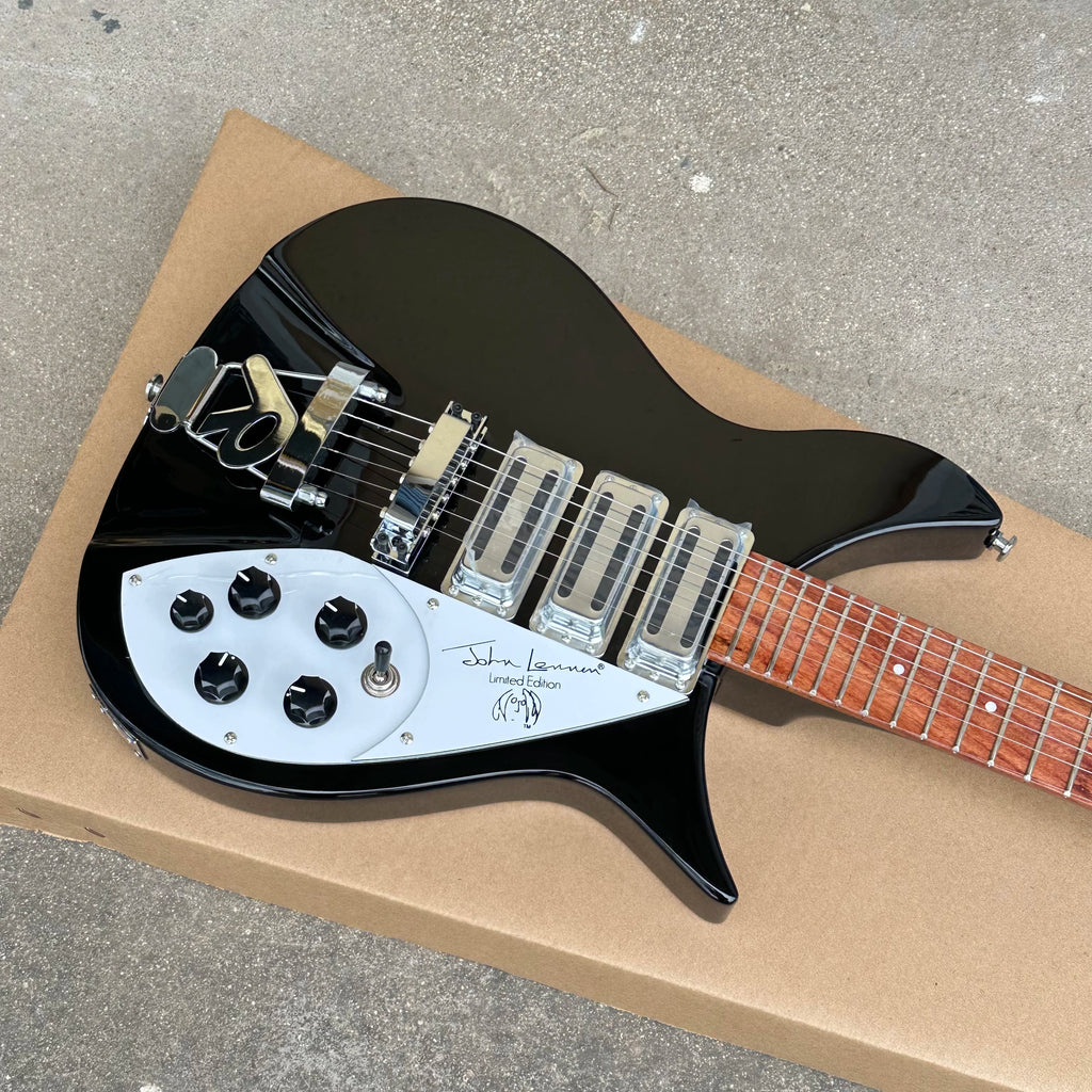 Guitarra eléctrica Johnlennon modelo 325, color negro, 3 mini pastillas, guitarra de alta calidad, en stock, envío rápido
