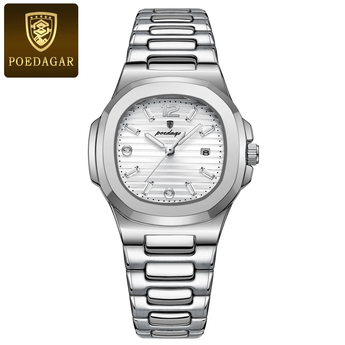 POEDAGAR Reloj de pulsera cuadrado de moda para mujer, luminoso, resistente al agua, con fecha, de lujo, de cuarzo de alta calidad para mujer, Reloj