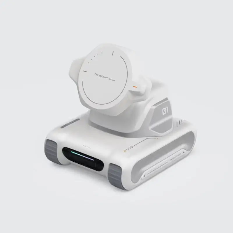 Robot inteligente Looi blanco con panel frontal y luz azul