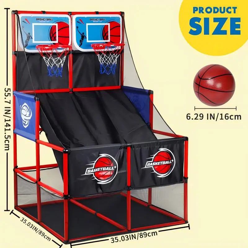 MQUDUO Juego de baloncesto arcade con pelotas y aro, juguete de competición para interiores y exteriores para niños y niñas, regalo de Navidad y Halloween