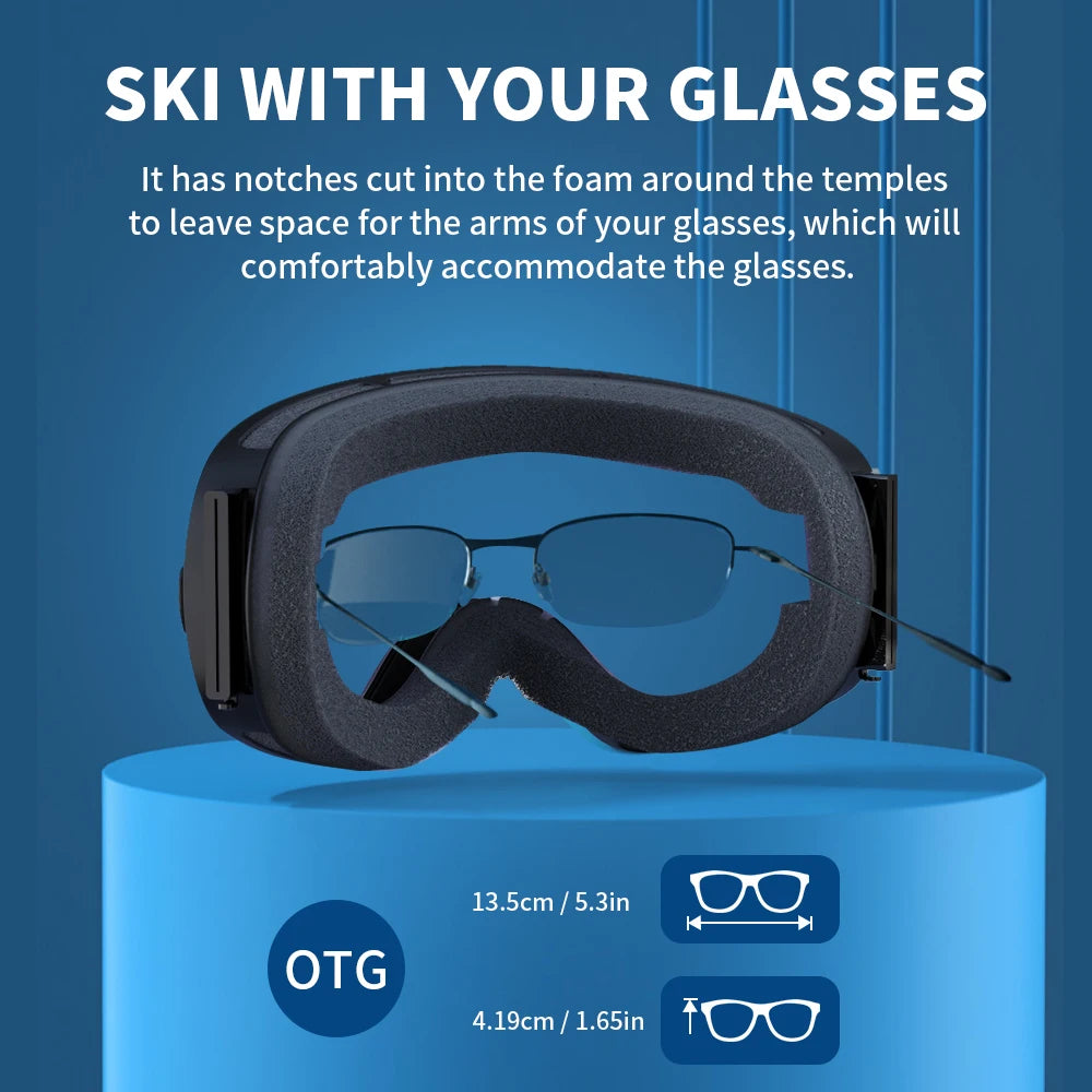 Gafas de esquí para deportes al aire libre, protección UV400, máscara de esquí para hombre y mujer, antiniebla, cara grande, gafas de nieve, gafas de esquí para Snowboard