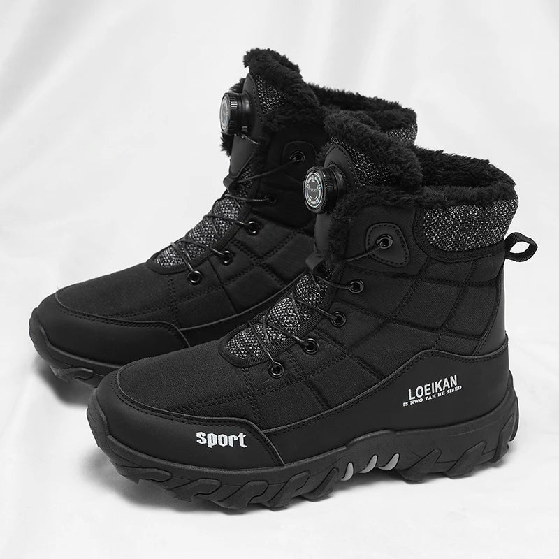 2025 Botas de nieve cómodas y gruesas con forro polar para hombre, zapatos cálidos y versátiles para exteriores, nuevo estilo de invierno, a la moda
