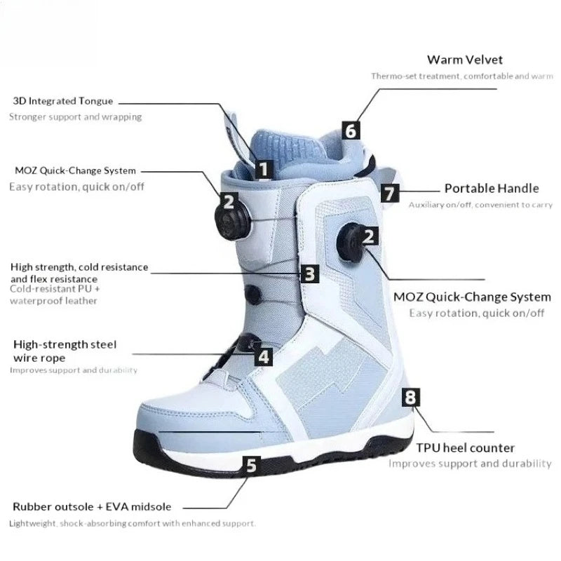 Botas de Snowboard Freestyle Impermeables, Resistentes al Viento, al Frío y Transpirables, Ligeras para Sistema de Snowboard, Invierno y Todas las Estaciones