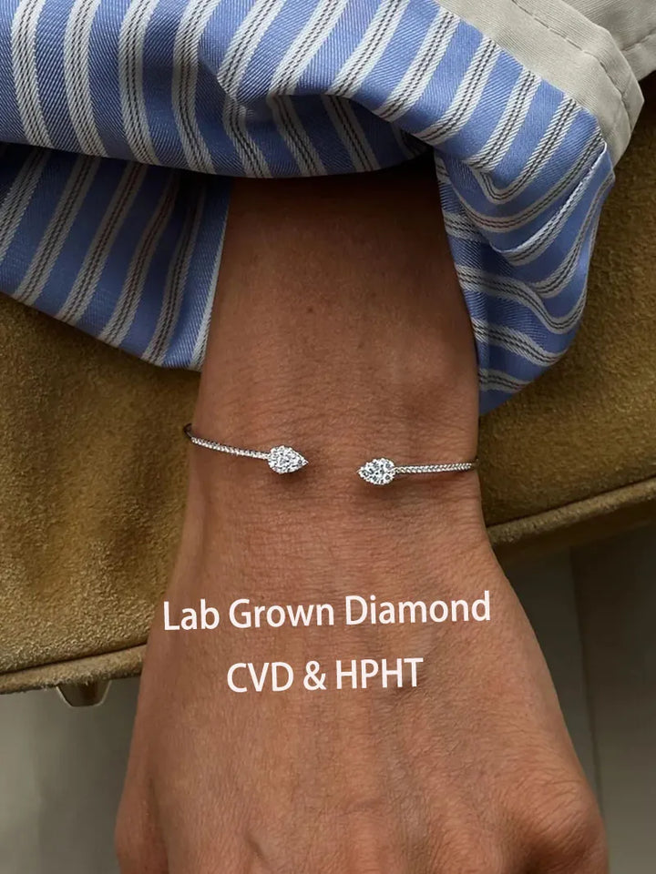 Pulsera redonda de diamantes cultivados en laboratorio DEF / VS VVS de 0,4 quilates/pulsera de puño para hombres y mujeres se puede usar joyeros de lujo de oro de 10K 14K 18K