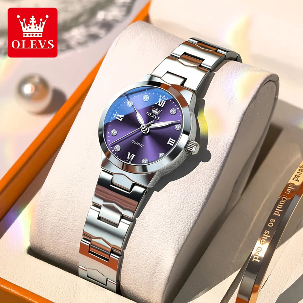 Reloj de cuarzo elegante y moderno para mujer OLEVS, reloj de pulsera resistente al agua con funciones luminosas, caja de regalo incluida, modelo 3735