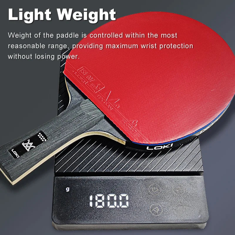 Raqueta de Tenis de Mesa LOKI 9 Estrellas, Raqueta de Ping Pong Aprobada por la ITTF, Paleta Ligera de Carbono con Goma Adhesiva RXTON 5