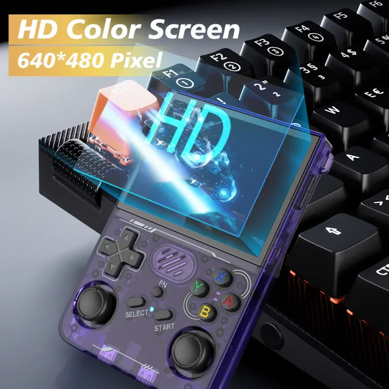 Consola de videojuegos retro portátil R36XX sistema Linux, pantalla IPS de 3,5 pulgadas, reproductor de video de bolsillo, 64GB 128GB, regalo para niños