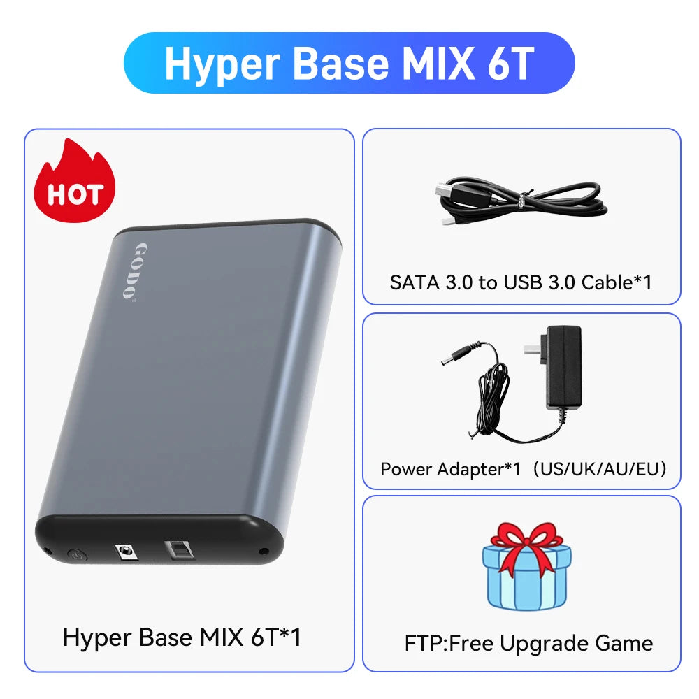 Hyper Base MIX 6T Gaming HDD Retrobat&Playnite&Launchbox para PS5/PS4/PS3/XBOX/Switch/emuladores DC 65000+AAA/3D/juegos de vídeo Retro