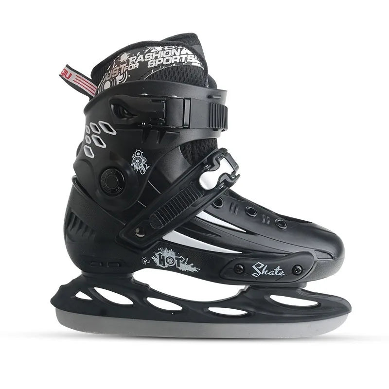 Patines de hielo ajustables para niños, zapatos de patinaje sobre hielo cálidos con forro polar, patines de hielo para principiantes con hoja de acero inoxidable, deportes de invierno al aire libre