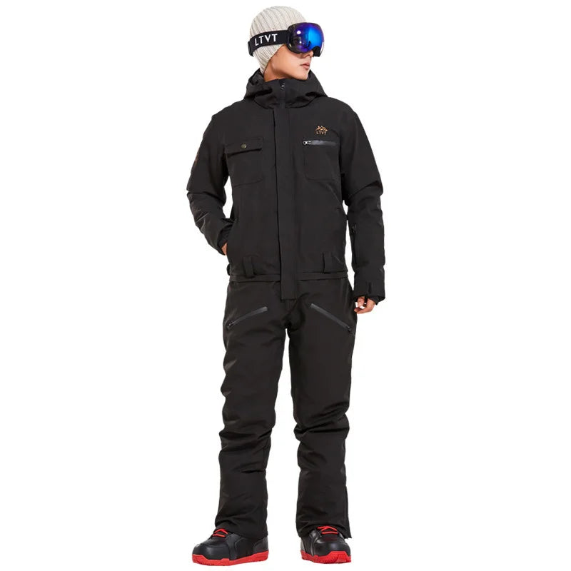 Traje de esquí de una pieza para hombre, traje de Snowboard grueso y cálido, a prueba de viento e impermeable