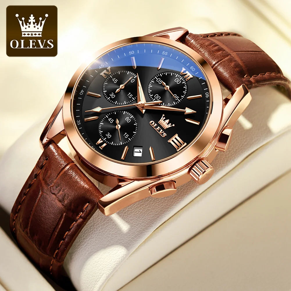 Reloj multifuncional para hombre OLEVS 2872, reloj clásico con correa de piel para hombre