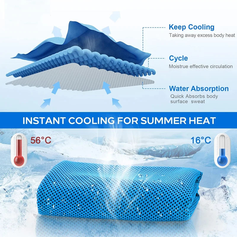Toalla de hielo refrescante para deportes de secado rápido de microfibra para exteriores, toalla deportiva fría, toalla fresca para Fitness y Camping
