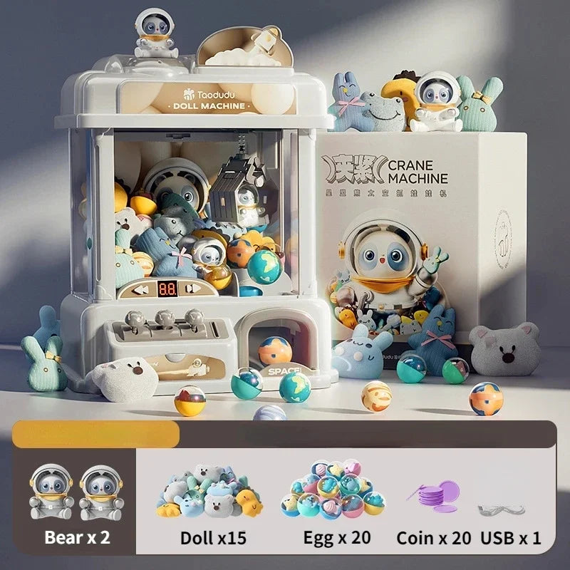 Mini máquina Arcade de garra espacial, juguetes para niñas, juego que funciona con monedas, premios DIY, grúa expendedora de dulces, máquinas de muñecas, regalos para niños
