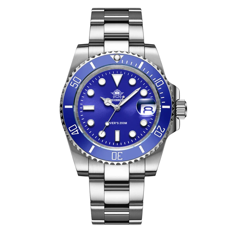Reloj clásico para hombre ADDIESDIVE con bisel de cerámica, resistente al agua 200 m, reloj de cuarzo casual con luminiscencia azul BGW9, regalo MY-H3-2