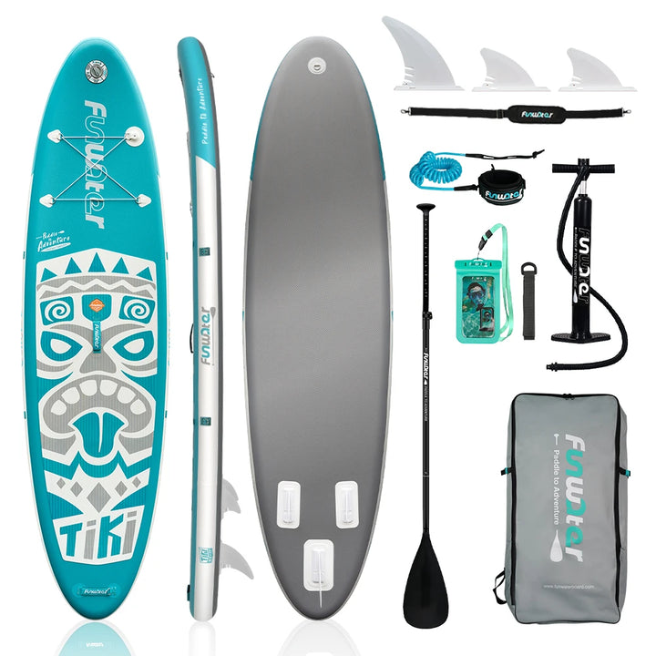 Tabla de paddle surf inflable FunWater, tabla de SUP antideslizante, tabla de paddle surf inflable de 320–385 cm para surf, yoga, pesca, turismo y deportes acuáticos