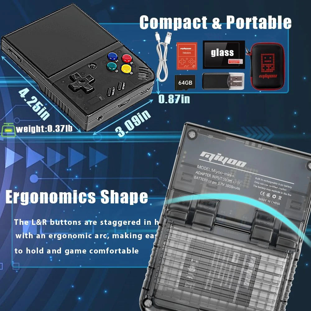 Consola portátil Miyoo Mini Plus con pantalla IPS de 3,5 pulgadas, sistema Linux, WiFi y carcasa RTC. Simulador de videojuegos Mini+: regalo ideal para los amantes de los juegos clásicos retro.