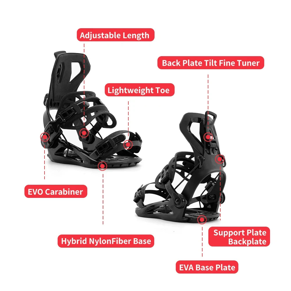 Fijaciones de Snowboard Tradicionales para Hombre y Mujer, con Sistema de Cordones y Bolsas para Botas, para Snowboard Freestyle