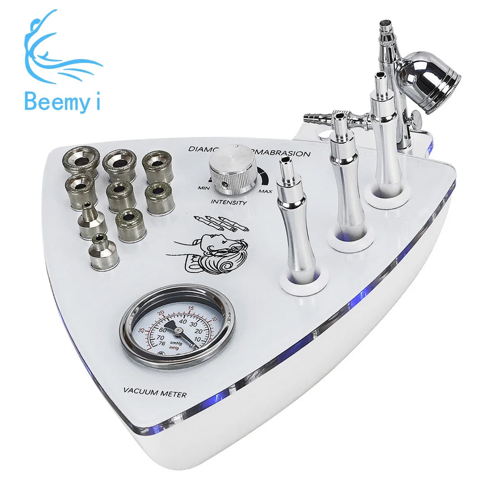 Máquina Microdermoabrasión Diamante 3 en 1 Vacío 65-68cmHg Exfoliación Peeling Hidratación Facial