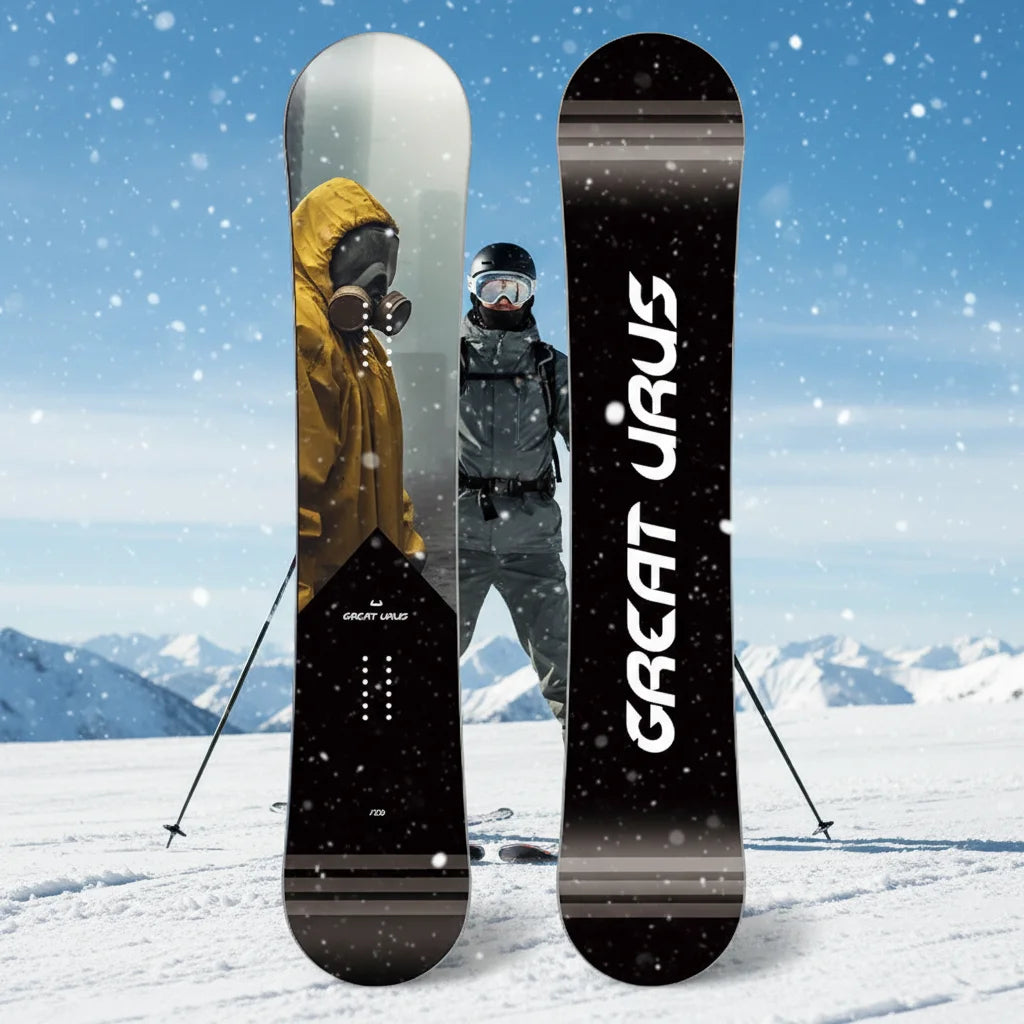 Tabla de Snowboard Profesional para Adultos, Diseño Post Apocalíptico con Gráficos de Flores Planas y Perfil de Flexión Bidireccional