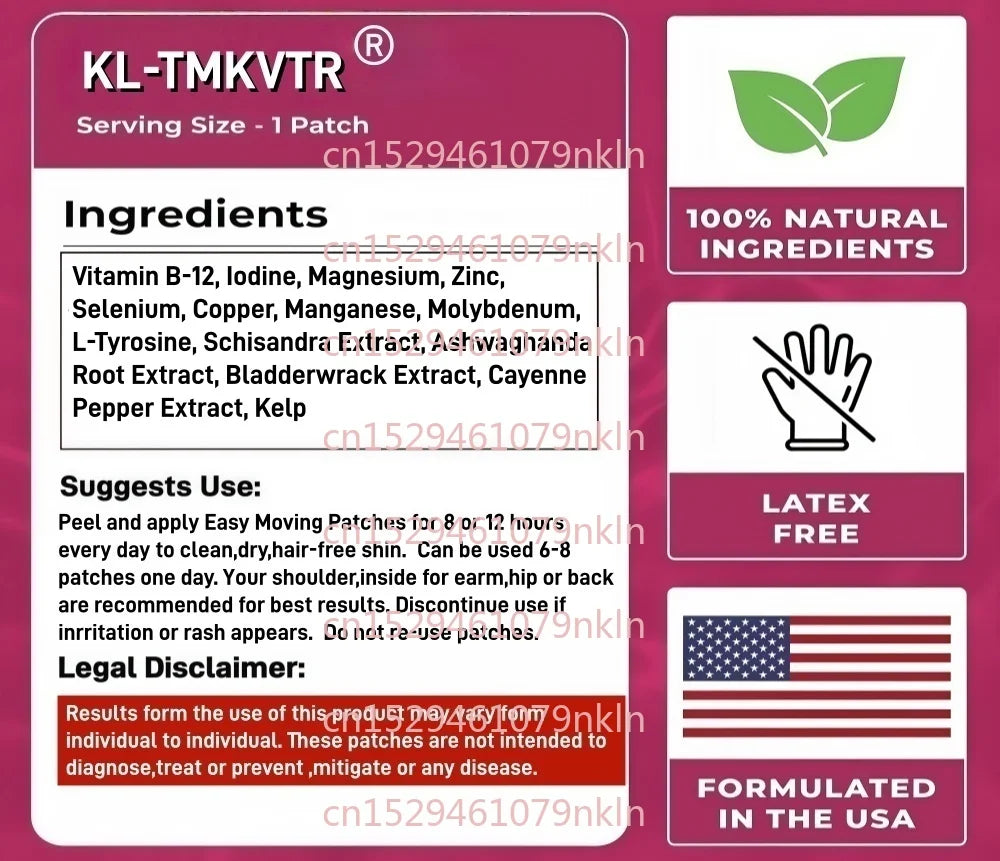 30 parches Parches transdermicos de apoyo para tiroides con yodo, selenio, magnesio, zinc, vitamina B12 para una salud óptima