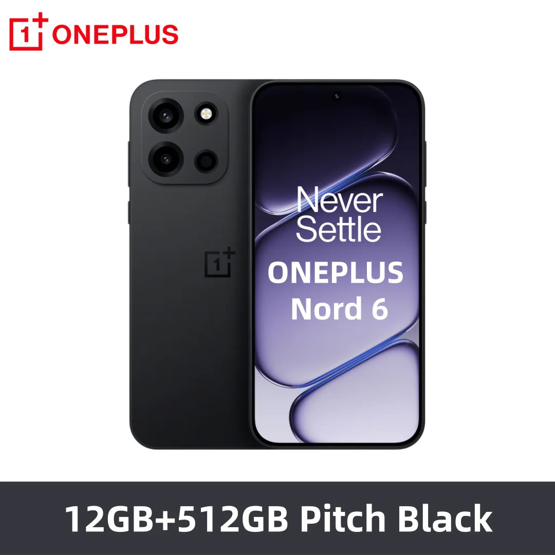 Smartphone OnePlus Nord 6 5G Versión UE, Snapdragon 8s Gen 4, 165Hz, 165FPS, pantalla AMOLED de 6,78”, 7500mAh, carga SUPERVOOC de 80W, cámara principal SONY de 50MP con OIS de "doble eje"