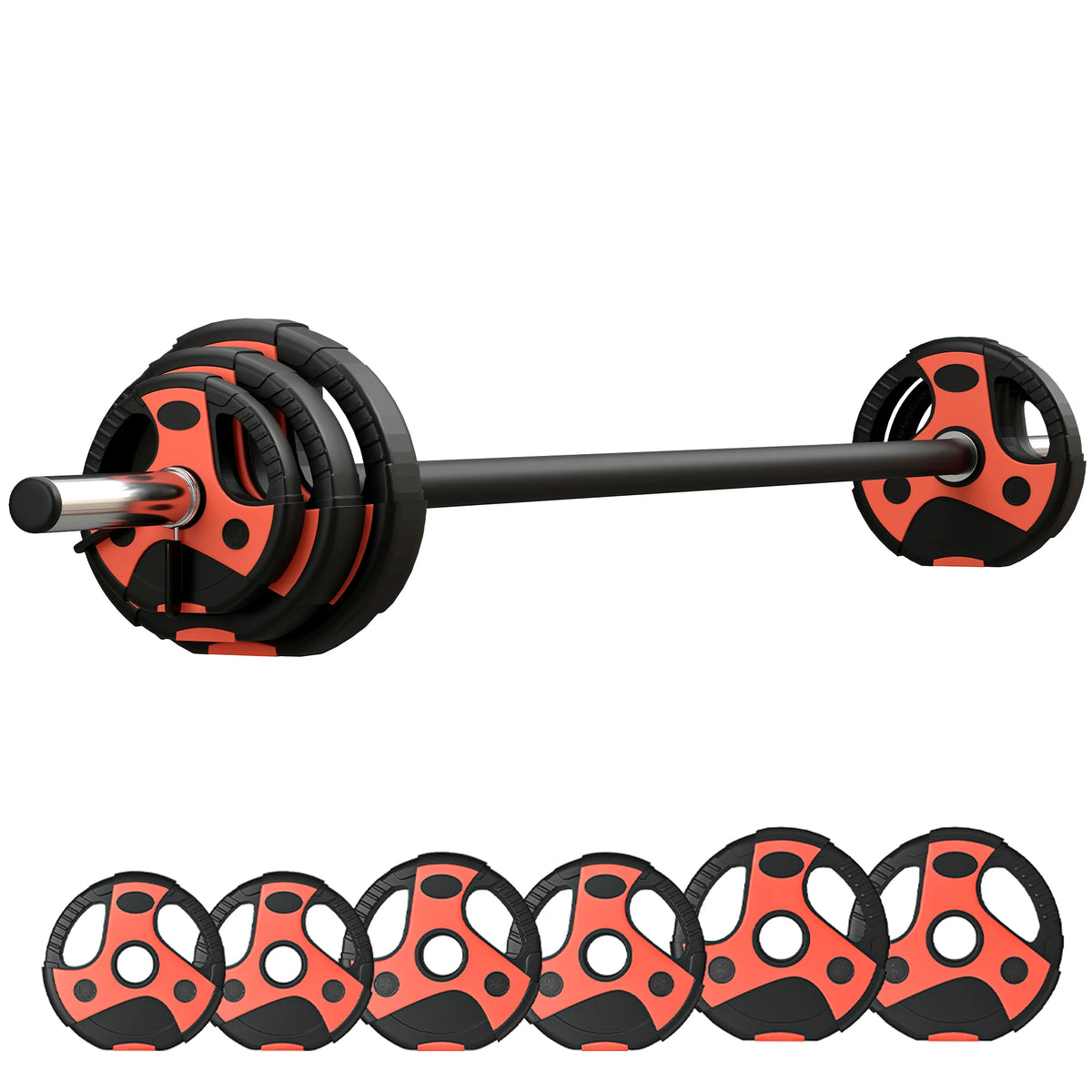 Kit de barra de musculación de 20 kg con mango antideslizante, peso ajustable, Ø 27 x cm, color negro