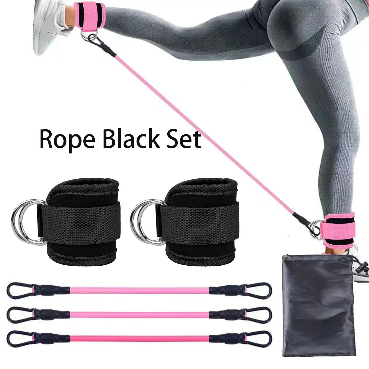 Juego de Bandas de Resistencia con Correas para Tobillos, Equipo de Ejercicio, Pesas para Tobillos, Banda Elástica de Yoga para Gimnasio, para Hombre y Mujer
