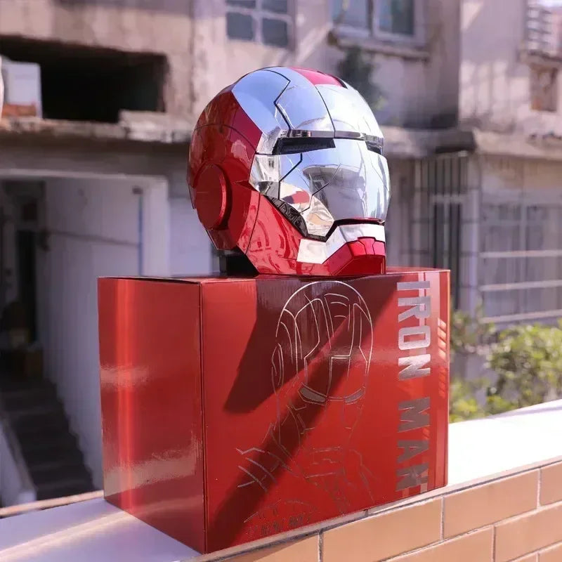 Casco de Iron Man Mk5 Automático 1:1 con Control por Voz, Avengers Mk5 Mk50 Mk17, Cosplay con Luz LED, Cierre Electrónico