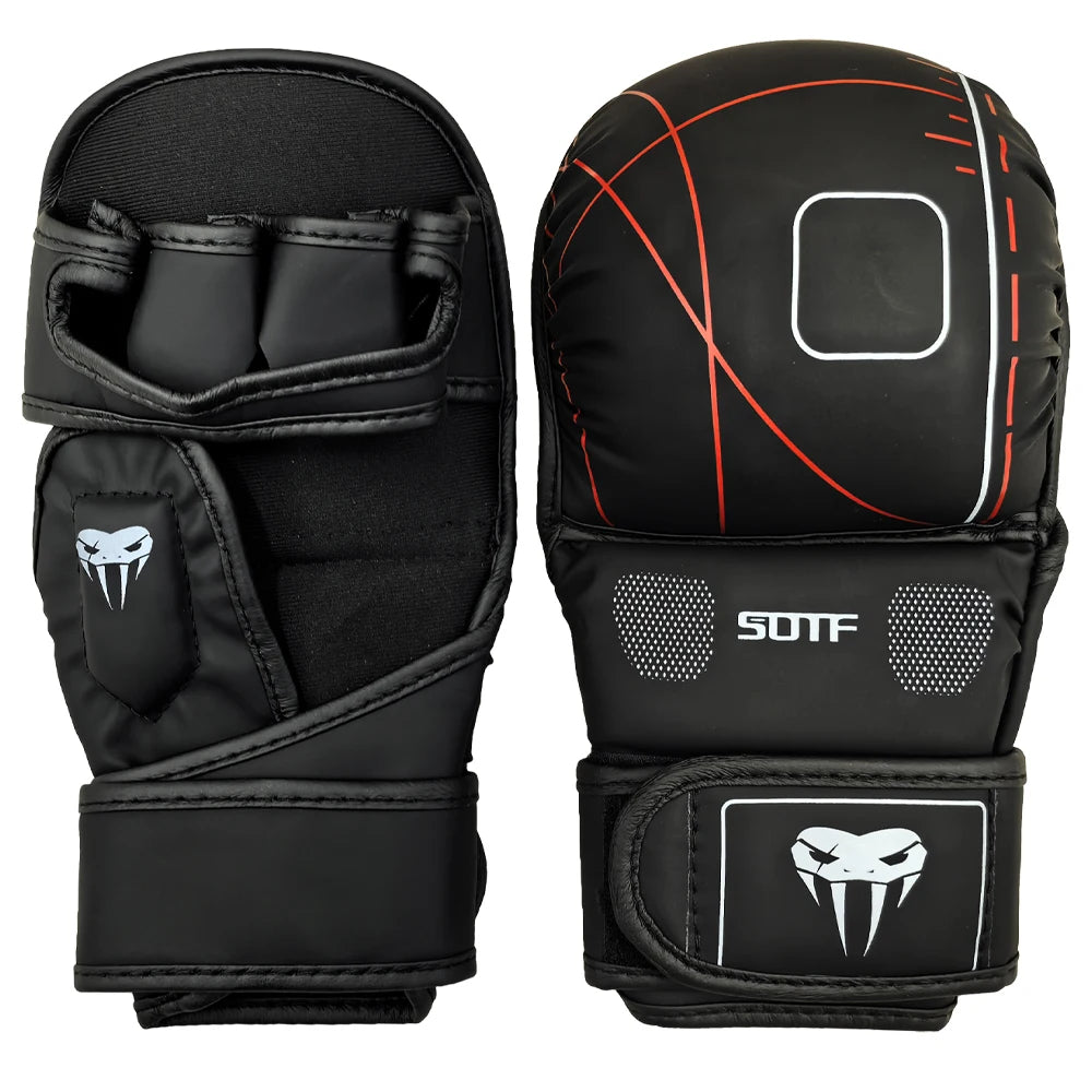 Guantes de entrenamiento de boxeo MMA para adultos profesionales, cojín de cuero de medio dedo, nudillos Sanda para saco de arena