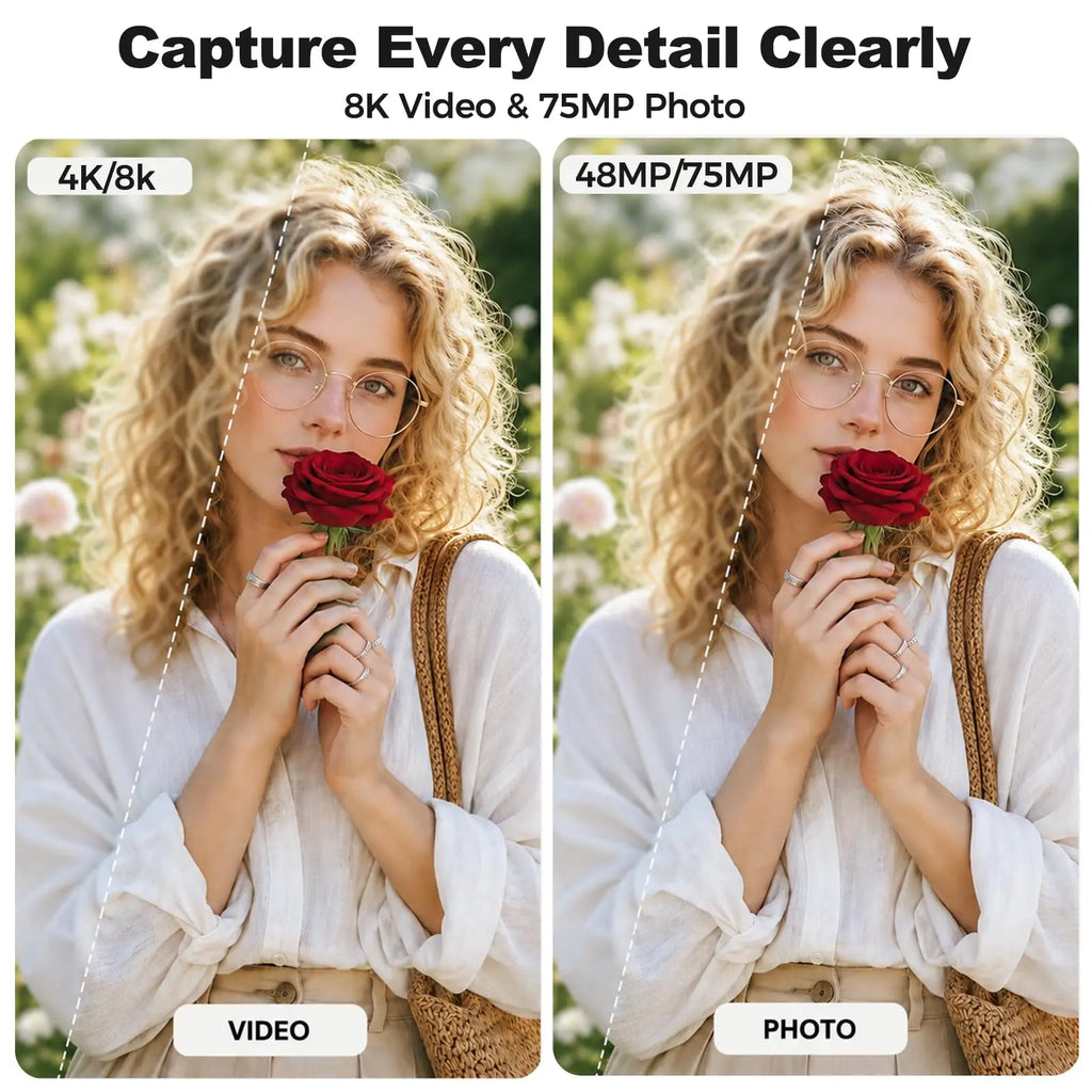 Cámara de Video 8K para Vlogging con Función Picture-in-Picture, WiFi, Zoom Óptico 8X, Visión Nocturna IR, Cámara DV Portátil