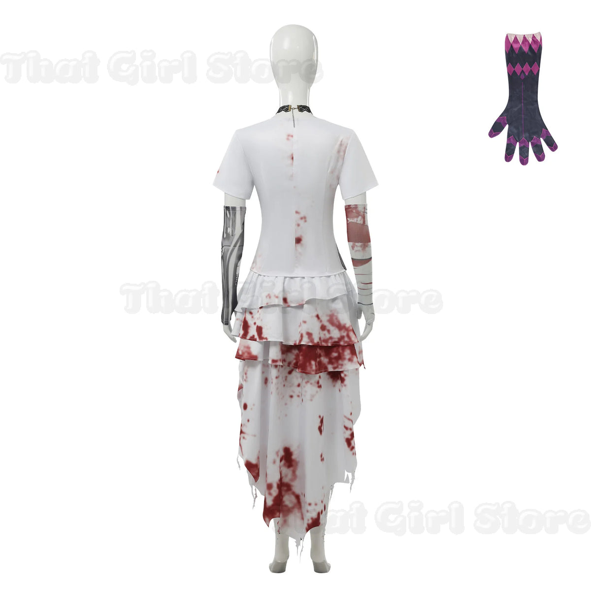 Disfraz de Enfermera Zombi Aterradora, Cosplay de Anime de Terror, Diseño de Esqueleto a la Moda, Vestido con Patrón de Manchas de Sangre Falsa, Traje de Una Pieza, Sombrero para Halloween