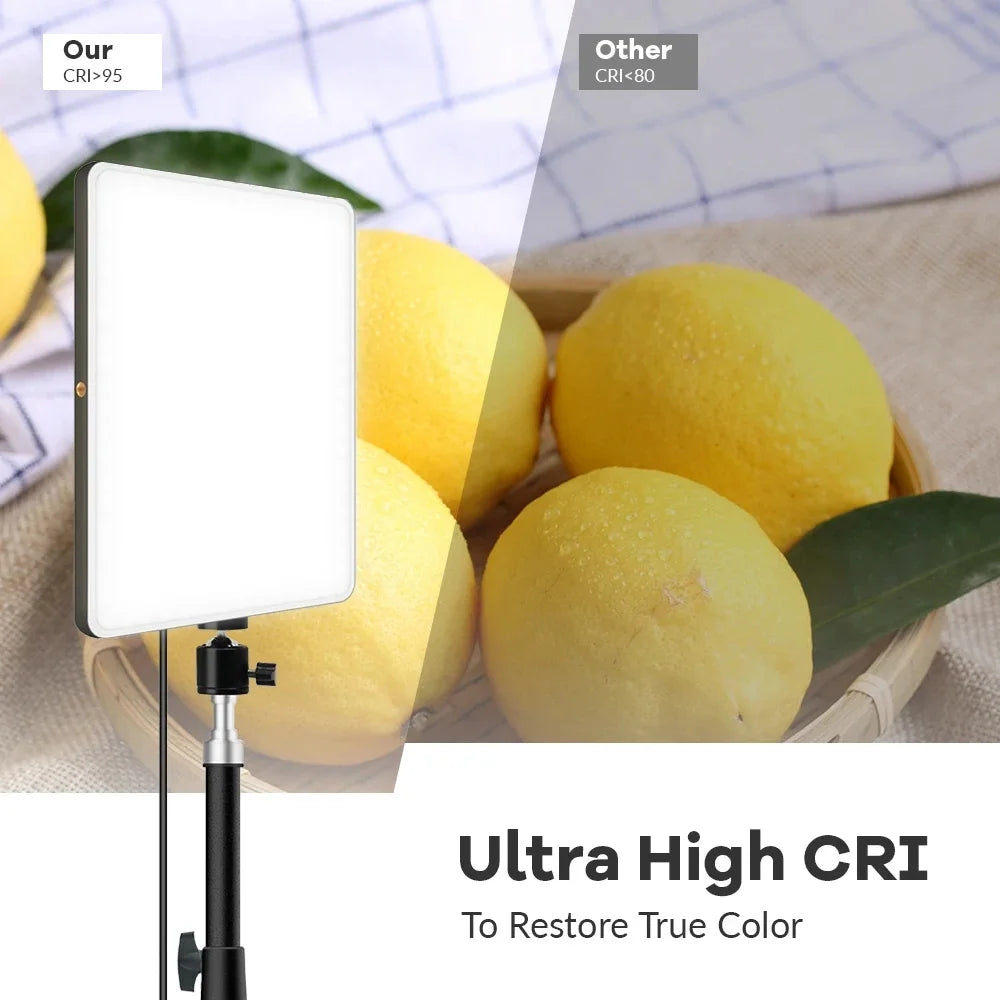 Luz LED de Video con Trípode Profesional, Control Remoto, Panel de Iluminación Regulable, Lámpara de Relleno para Fotografía en Estudio y en Vivo