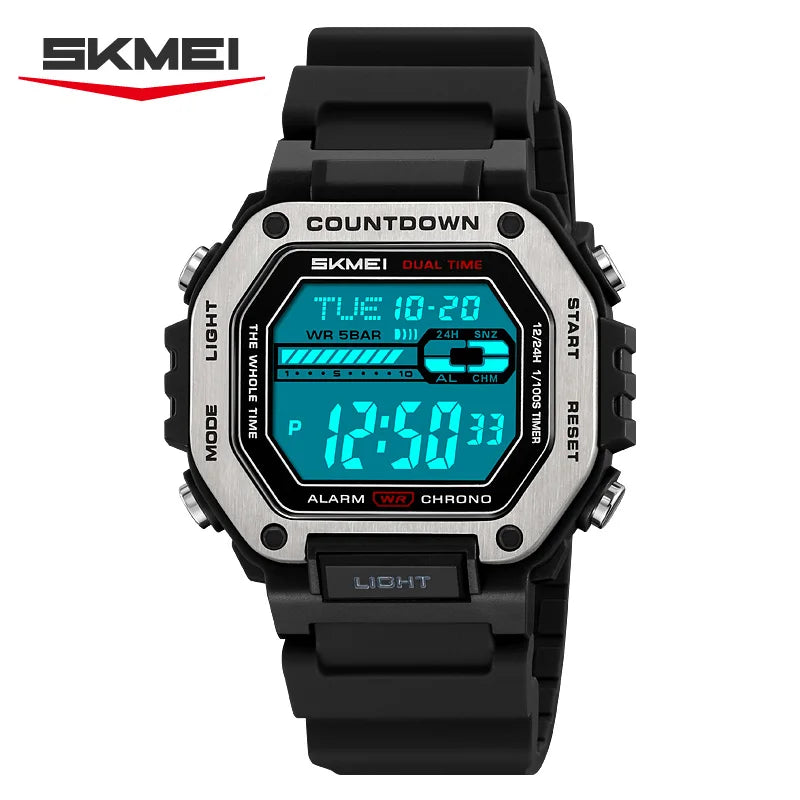 SKMEI 2522 New Digital Countdown Sports Watch for Men LED Chrono Military Waterproof Mens Wristwatches Alarm Clock Montre Homme