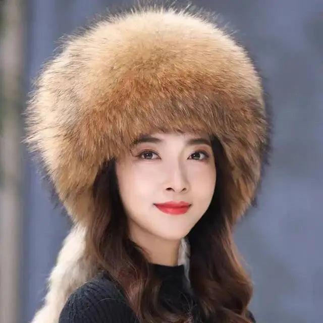 Gorro de piel de zorro auténtica para invierno, gorro de nieve de piel natural para mujer, gorros gruesos para exteriores, gorros rusos para esquiar, gorros bomber de piel blanca.
