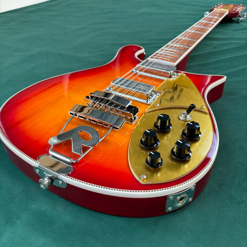 Guitarra eléctrica de 12 cuerdas, guitarra de cuerpo semi-hueco con cuerpo de arce, guitarra eléctrica de 21 trastes con pastillas de doble bobina