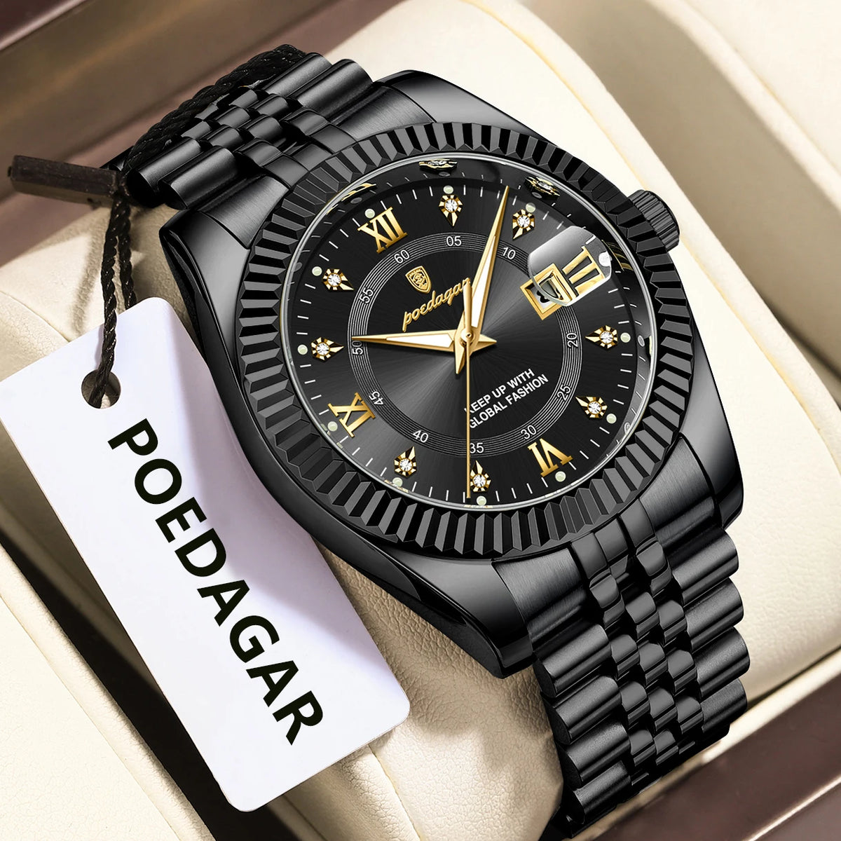 Reloj de lujo para hombre POEDAGAR, resistente al agua, acero inoxidable, luminoso, reloj de pulsera militar, cronógrafo de cuarzo para negocios