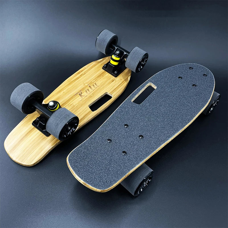 Mini monopatín corto de bambú para niños y niñas, patineta portátil para peces, tabla larga, patinetes de rodillo, 45, 56cm