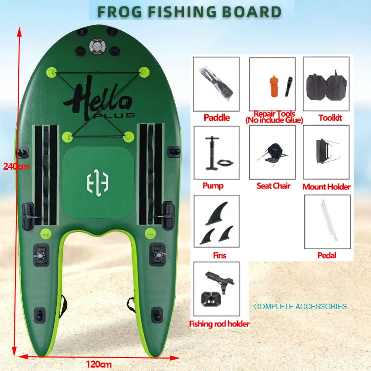 Tabla de Paddleboard Inflable Resistente para Pesca, Equipo Acuático, Tabla de Pesca Estilo Rana, PVC, Capacidad de Carga 200KG, Plataforma