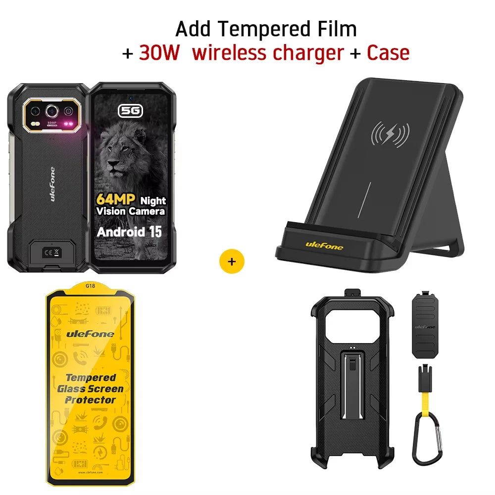 Teléfono resistente Ulefone Armor 27 Pro 5G, smartphone de 10600 mAh, cámara de 50 MP, visión nocturna de 64 MP, Android 15, hasta 24 GB+256 GB, NFC, teléfono resistente al agua