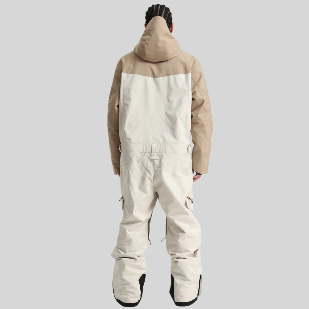 GSOU-traje de Snowboard holgado con franjas de diferente Color para hombre, mono de invierno de una pieza con aislamiento, mono de esquí impermeable para deportes alpinos