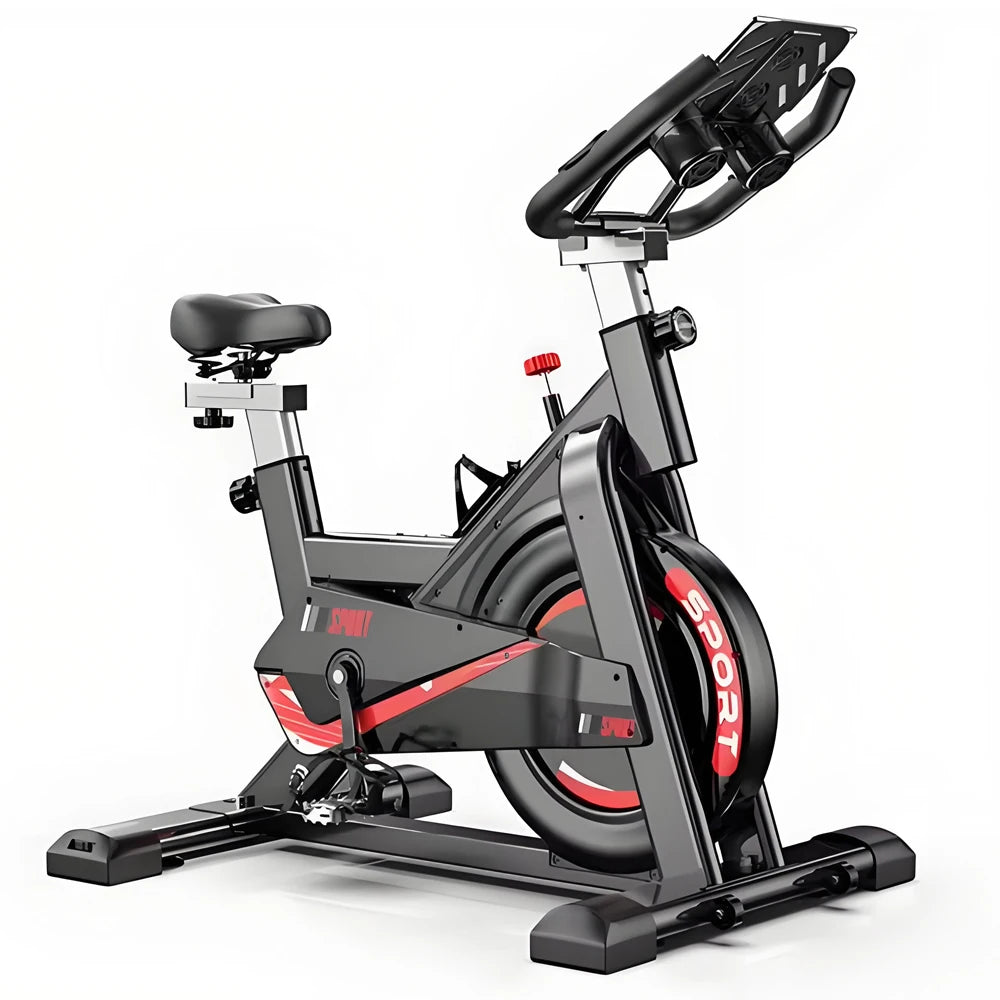 Bicicleta estática, bicicleta de ejercicio para interiores, resistencia ajustable y pantalla LCD, monitorización en tiempo real del ritmo cardíaco y de las calorías. Ideal para entrenamientos de cardio en casa.