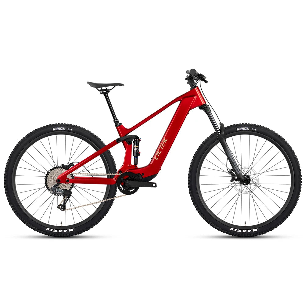 Bicicleta de montaña eléctrica M820 Mid Drive Motor EM19 de carbono con doble suspensión, inalámbrica y tija telescópica