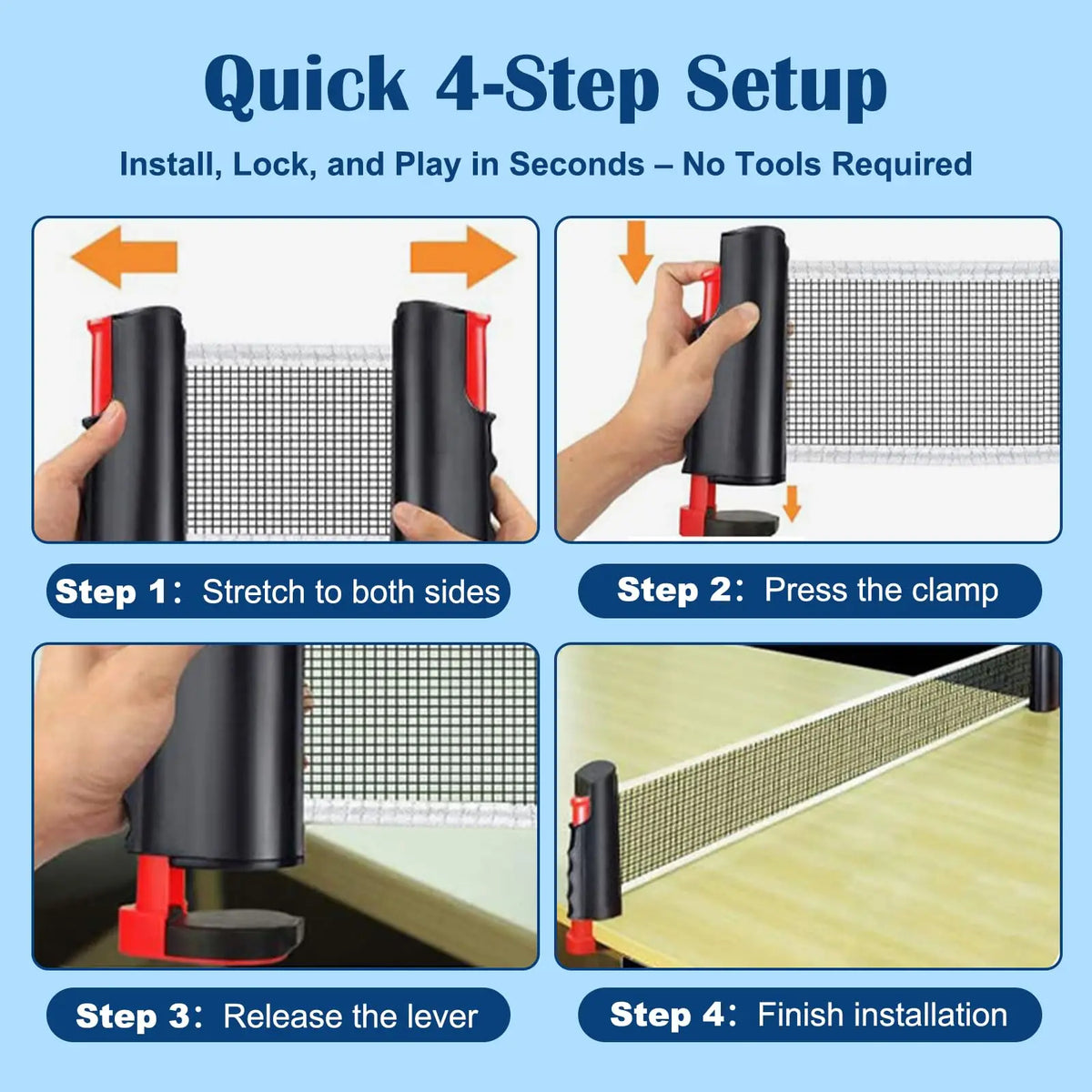 Red de tenis de mesa retráctil de 72 "con abrazaderas, estante de red de Ping Pong portátil para cualquier mesa, postes de estante de red de tenis de mesa de repuesto