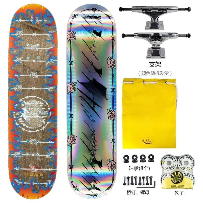 Patineta completa de arce canadiense de 7 capas, patineta de crucero con doble brazo oscilante para adultos, admite personalización del patrón