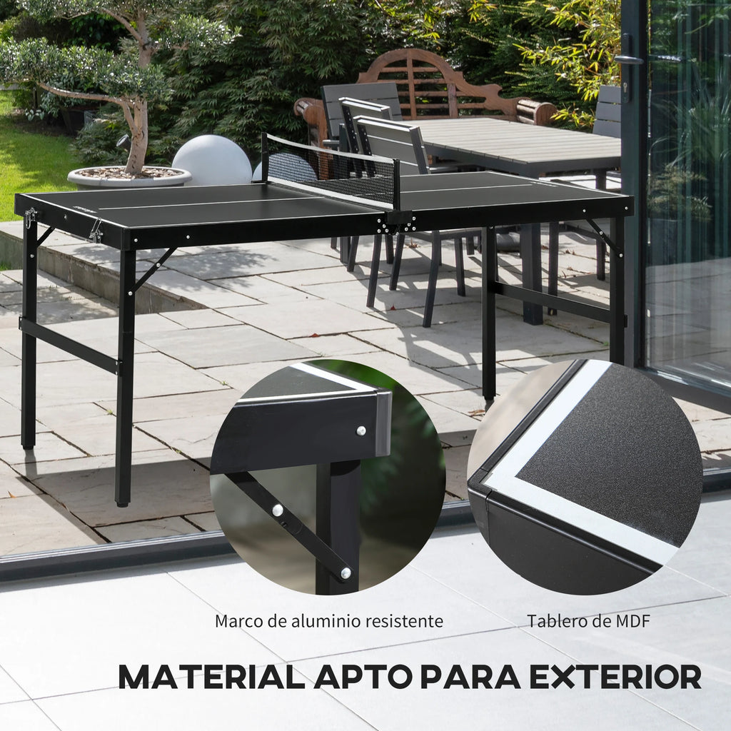 SPORTNOW Mesa de Ping Pong Plegable con Marco de Aluminio 152x76x72 cm Negro